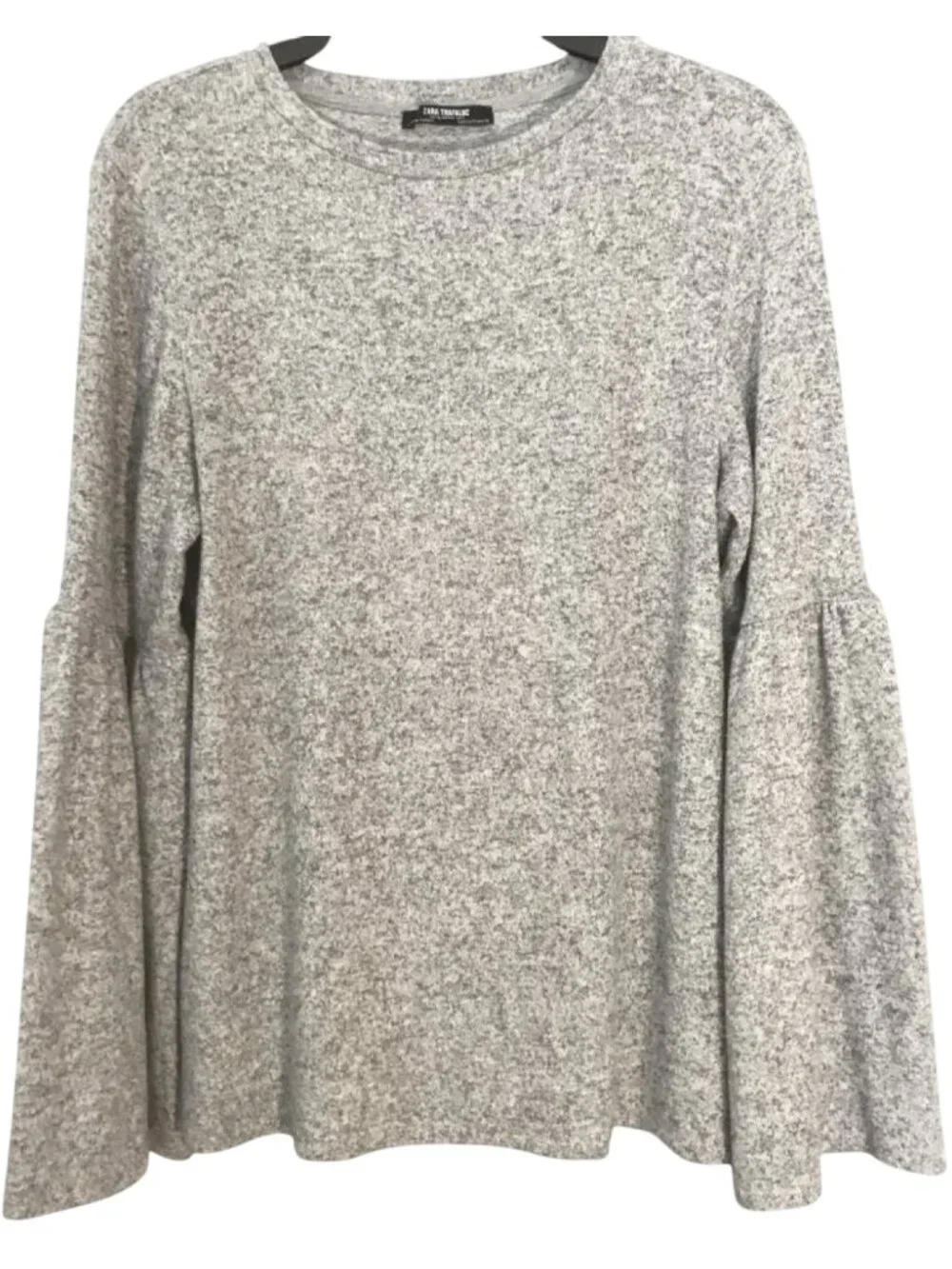ZARA Bell Sleeve Soft Knit Sweater in Heathered Marled Gray Size S - Picture 6 of 10